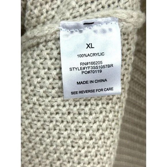 New Lucky Brand Womens Size XL Peyote Beige Cable Knit Chunky Sweater Dress N4 - Picture 11 of 12